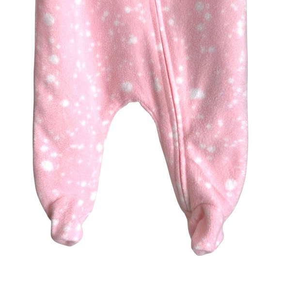 Nike Newborn Baby Girl Pink Fleece Sleeper Footed Pajamas White Dots - Picture 6 of 8